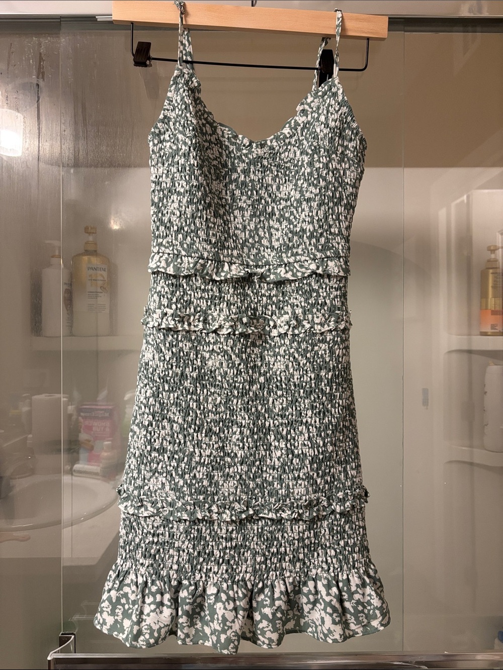 Abercrombie & Fitch Sage Green Ruffle Mini Dress